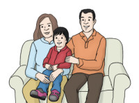 Zeichnung: Familie - Mutter, Vater, Kind