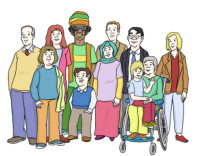 Zeichnung: Gruppe von Menschen
