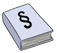 Zeichnung: Ein Gesetzbuch mit dem Paragrafenzeichen auf dem Deckblatt