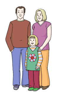 Zeichnung: Familie - Mutter, Vater und Kind